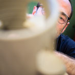 Paul Young making a dovecote in his workshop 2016